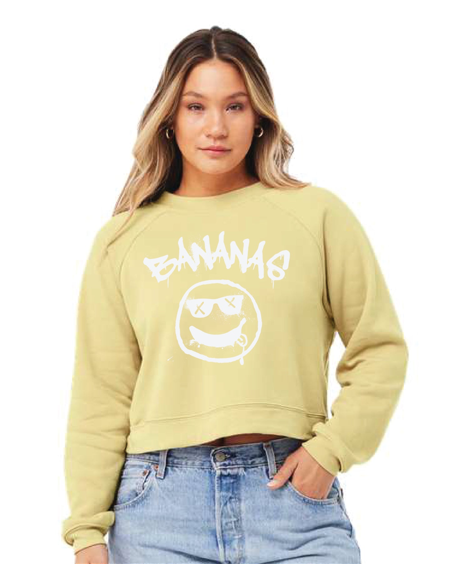 Bananas Graffiti Cropped Women's Sweatshirt